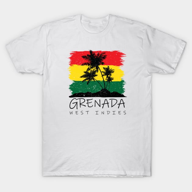 Grenada National Colors with Palm Silhouette T-Shirt by IslandConcepts